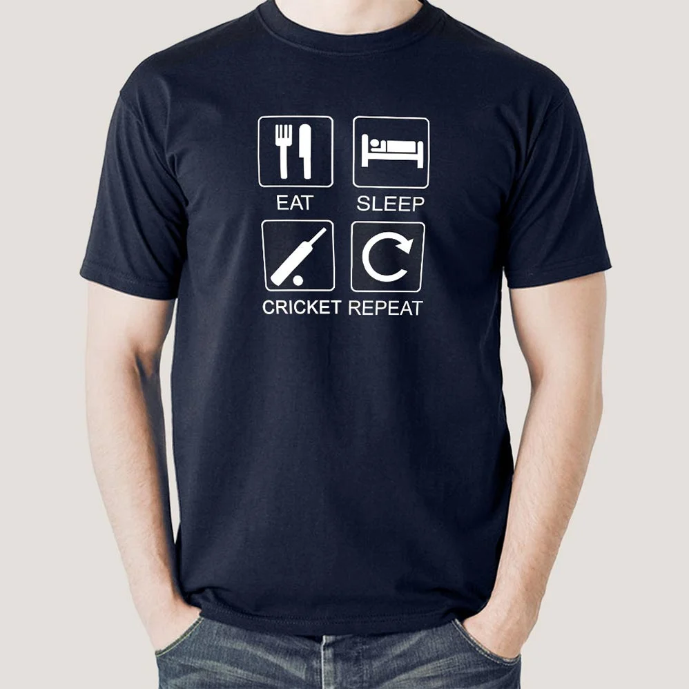 Buy Eat Sleep Cricket Repeat Men's T-shirt  At Just Rs 349 On Sale!