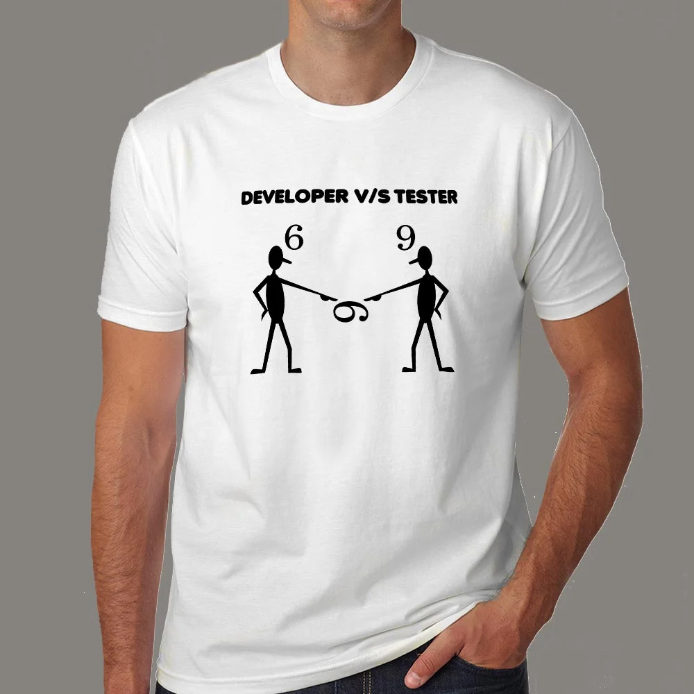Developer Vs Tester T-Shirt - Code in Unity, Debug in Dispute