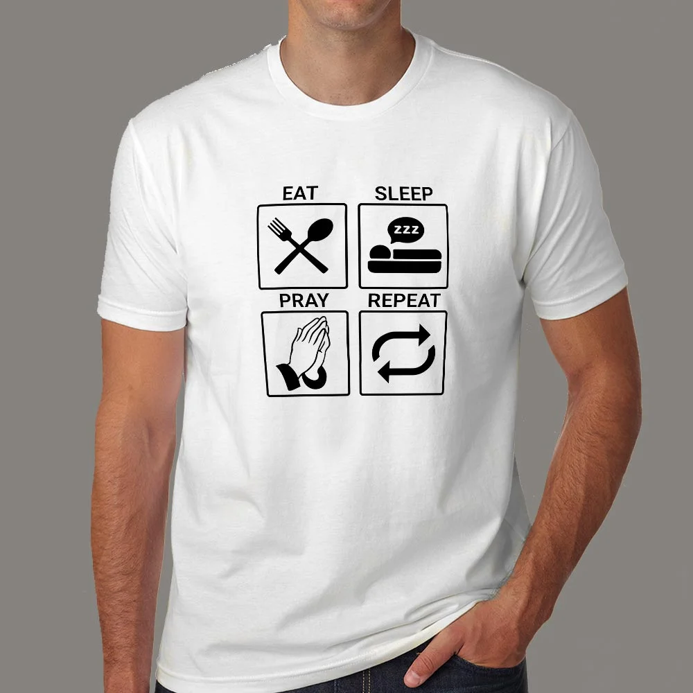 Eat Sleep Pray Repeat Christian Lover T-Shirt For Men