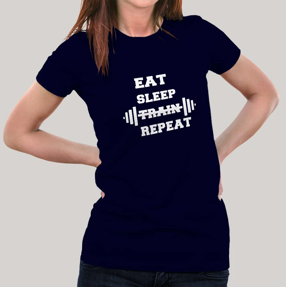 Eat Sleep Train Repeat Gym - Motivational Women's T-shirt hover