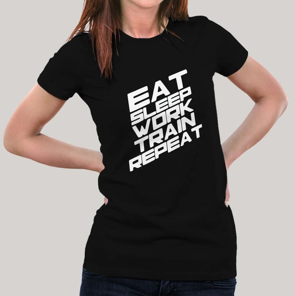 Eat Sleep Train Work Repeat Gym - Motivational Women's T-shirt hover