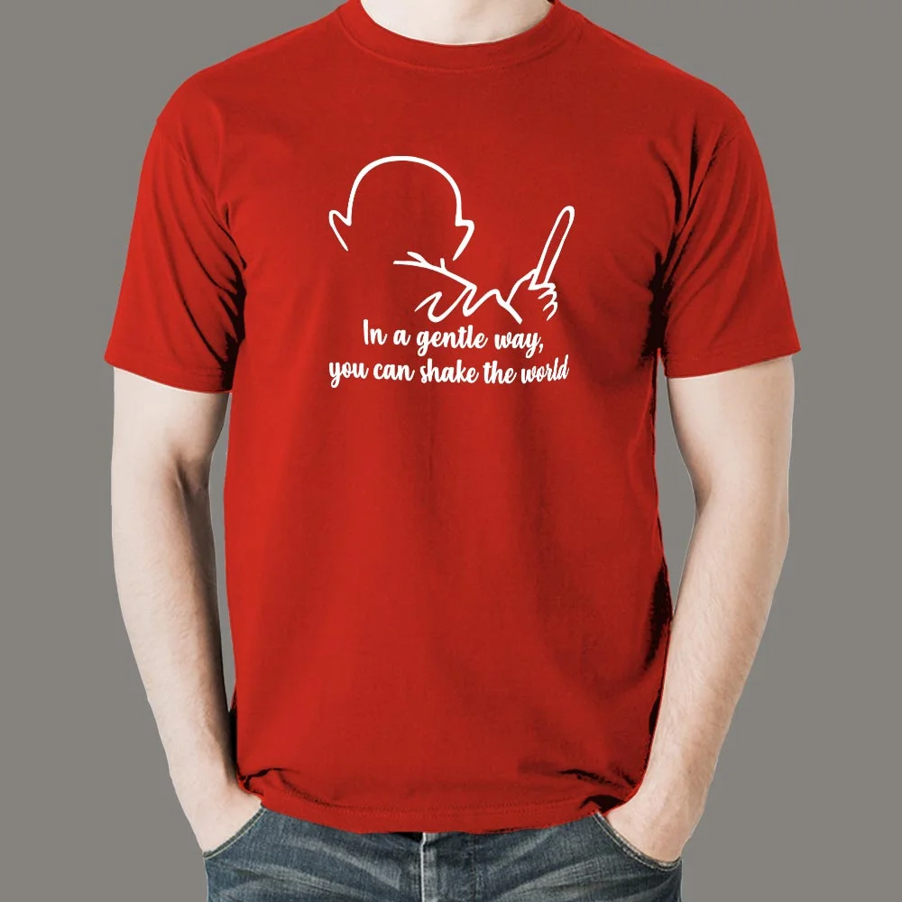 Gandhi Quote – In a Gentle Way Shake The World Tote T-Shirt For Men