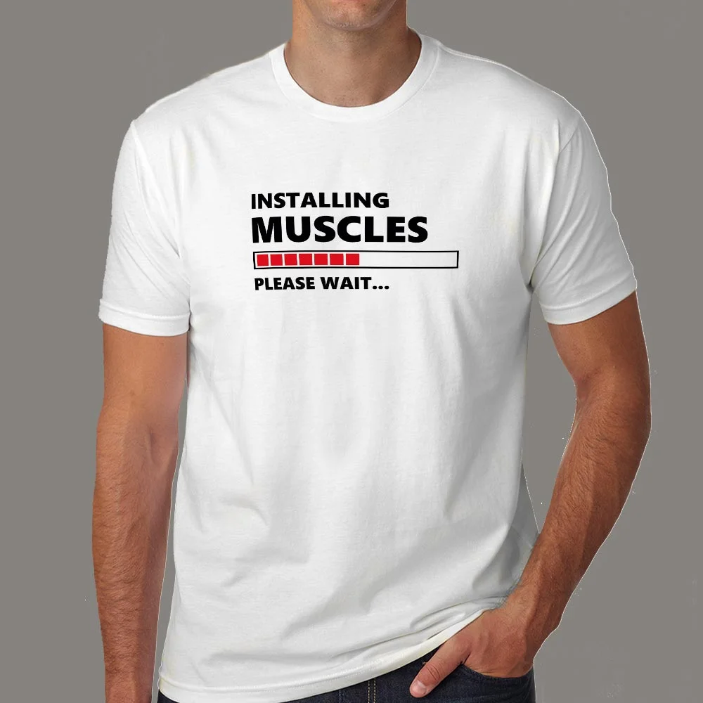 Installing Muscles Please Wait Funny Sport Gym T-Shirt For Men