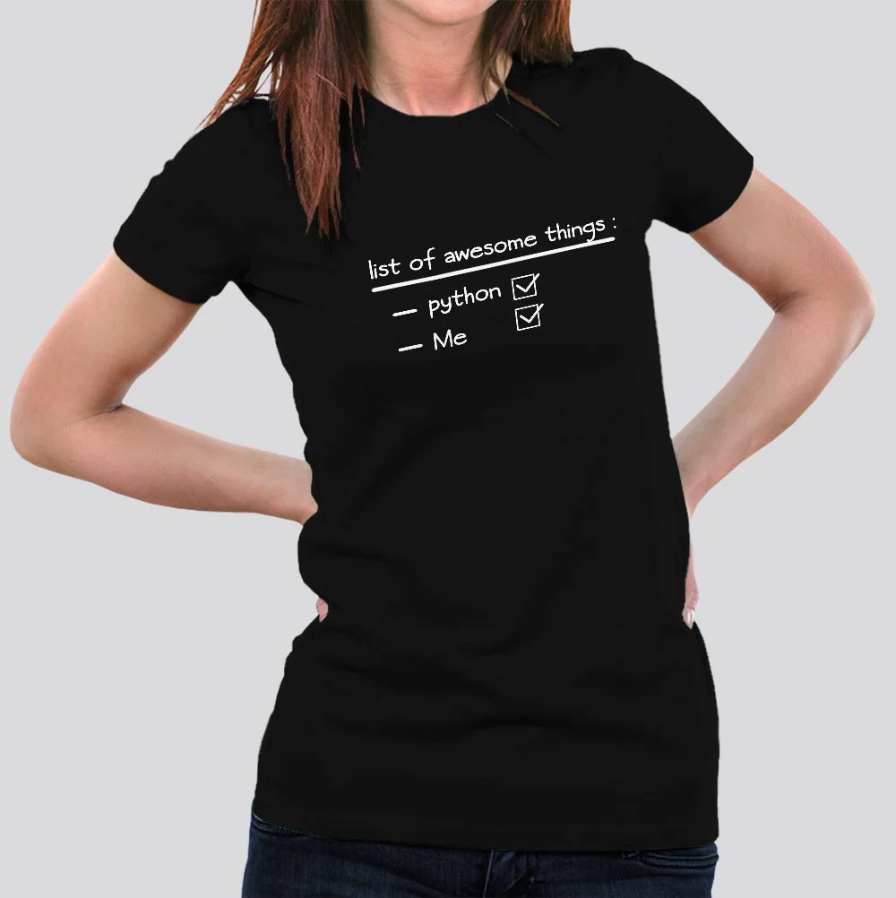 Awesome Things- Python & Me - Programming T-shirt India for Women