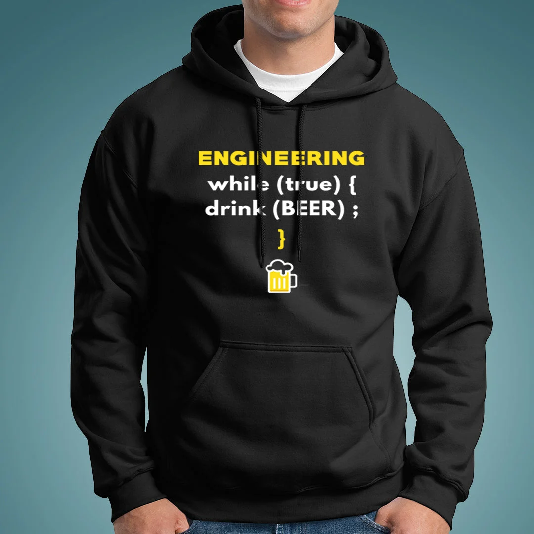 Funny Engineer Love Beer Drink Booze Code Programming Hoodies For Men