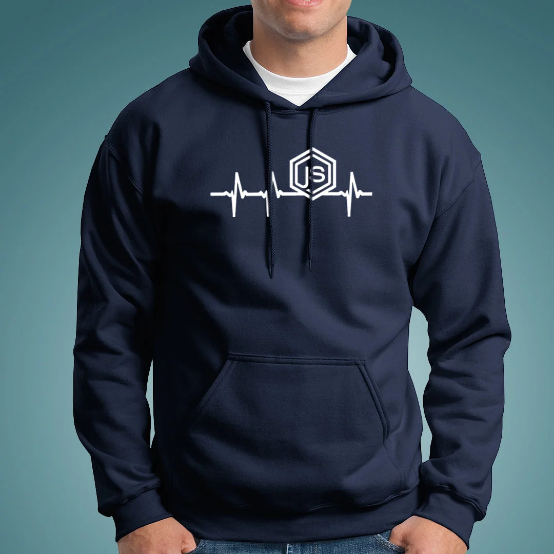 NodeJS Javascript Heartbeat Hoodies For Men