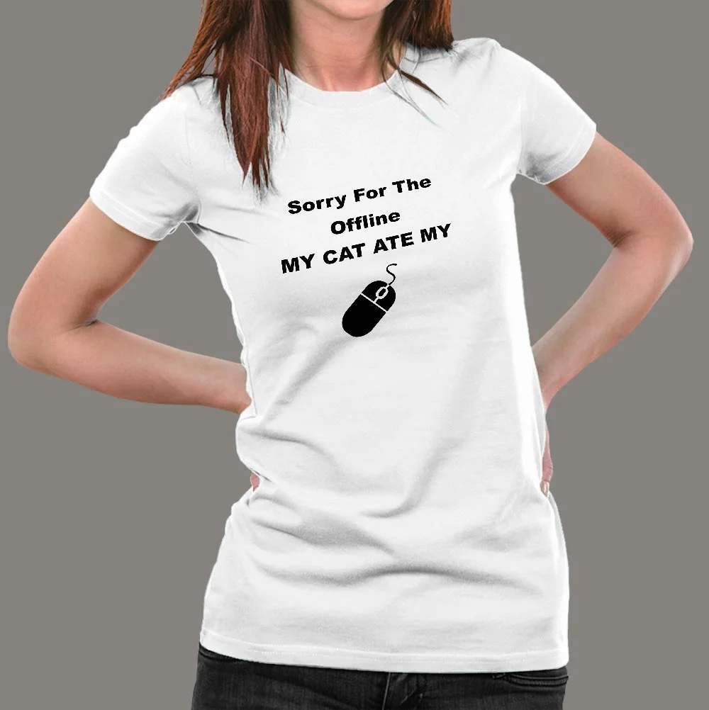 My Cat Ate Mouse Funny Mouse Computer Quote T-Shirt For Women
