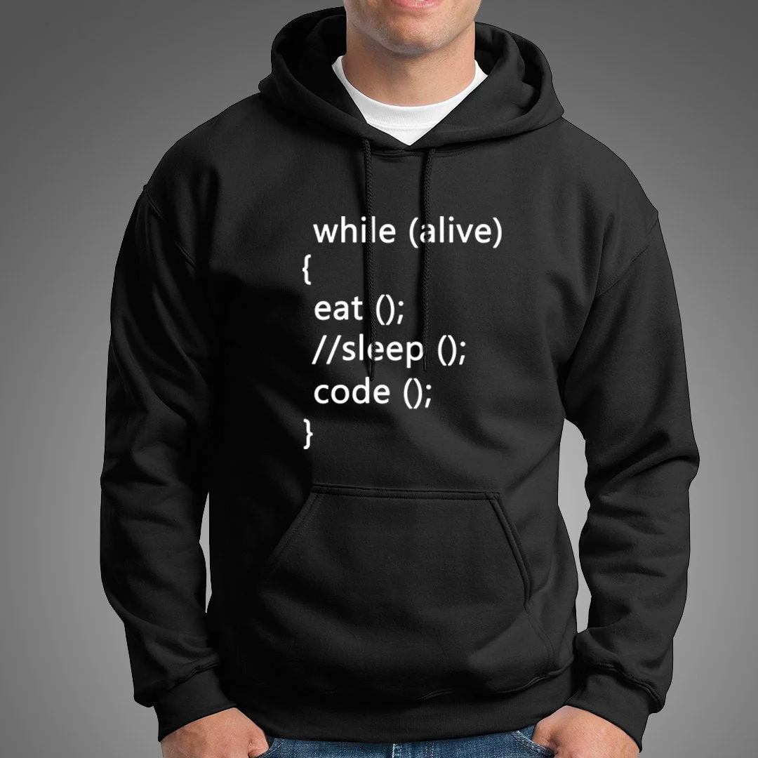 While Alive Eat, Sleep, Code Men's Programming Hoodies