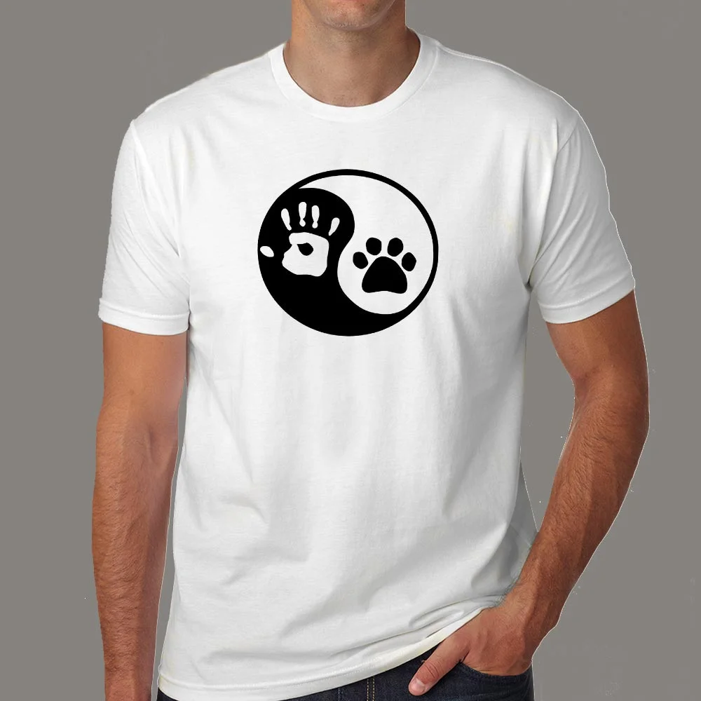 Yin Yang Human And Dog T-Shirt For Men