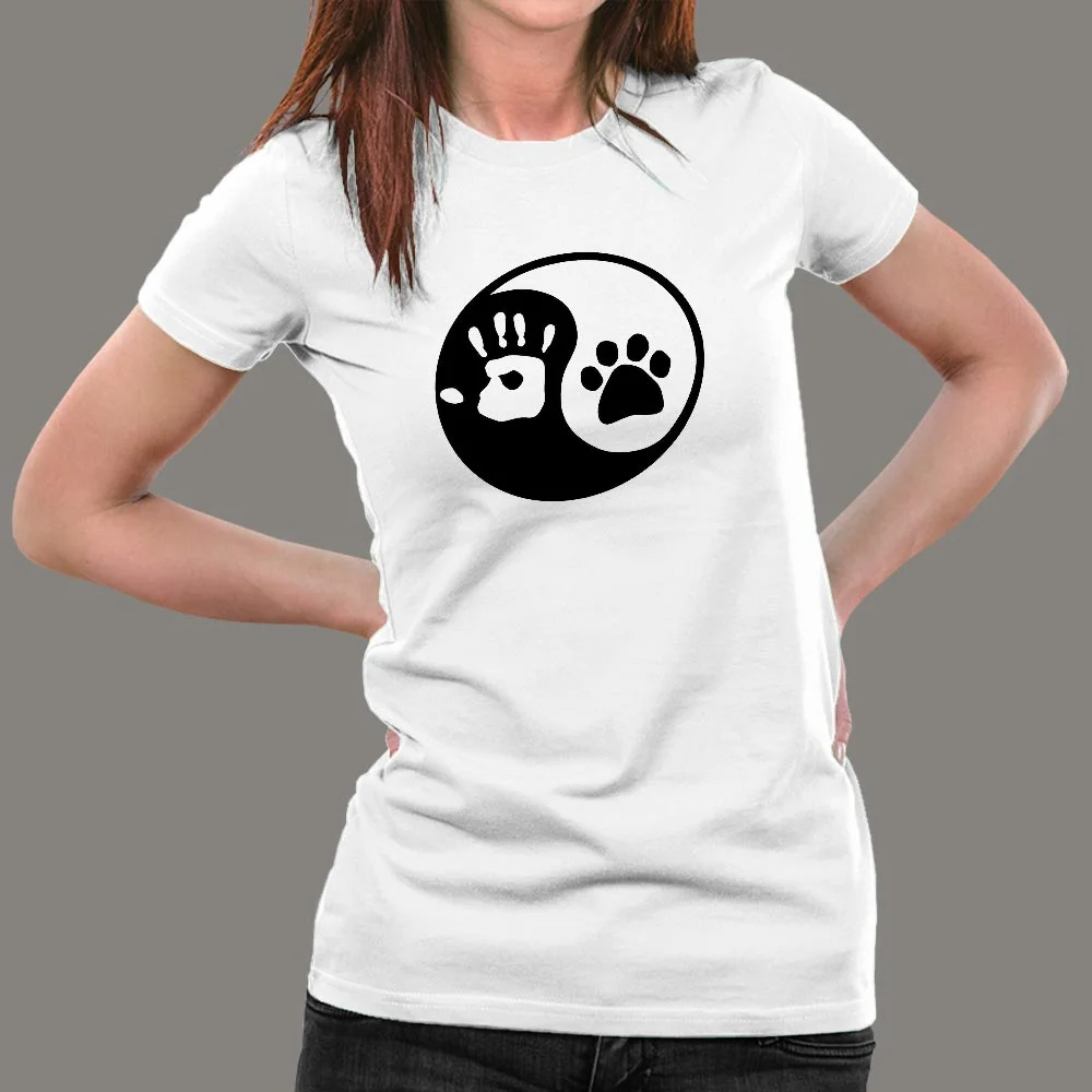 Yin Yang Human And Dog T-Shirt For Women
