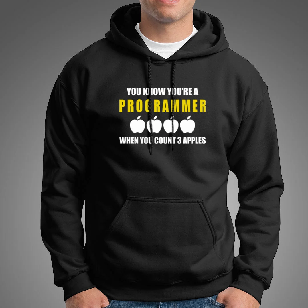 You Know You're A Programmer When You Count 3 Apples Hoodies For Men